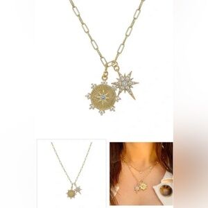 New Jennifer Miller Jewelry Sun & Star Charm Paperclip Link Necklace